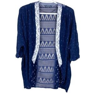 Miss Me Lace Back Short Slv Kimono Cardigan Womens Size S Western Boho Layering